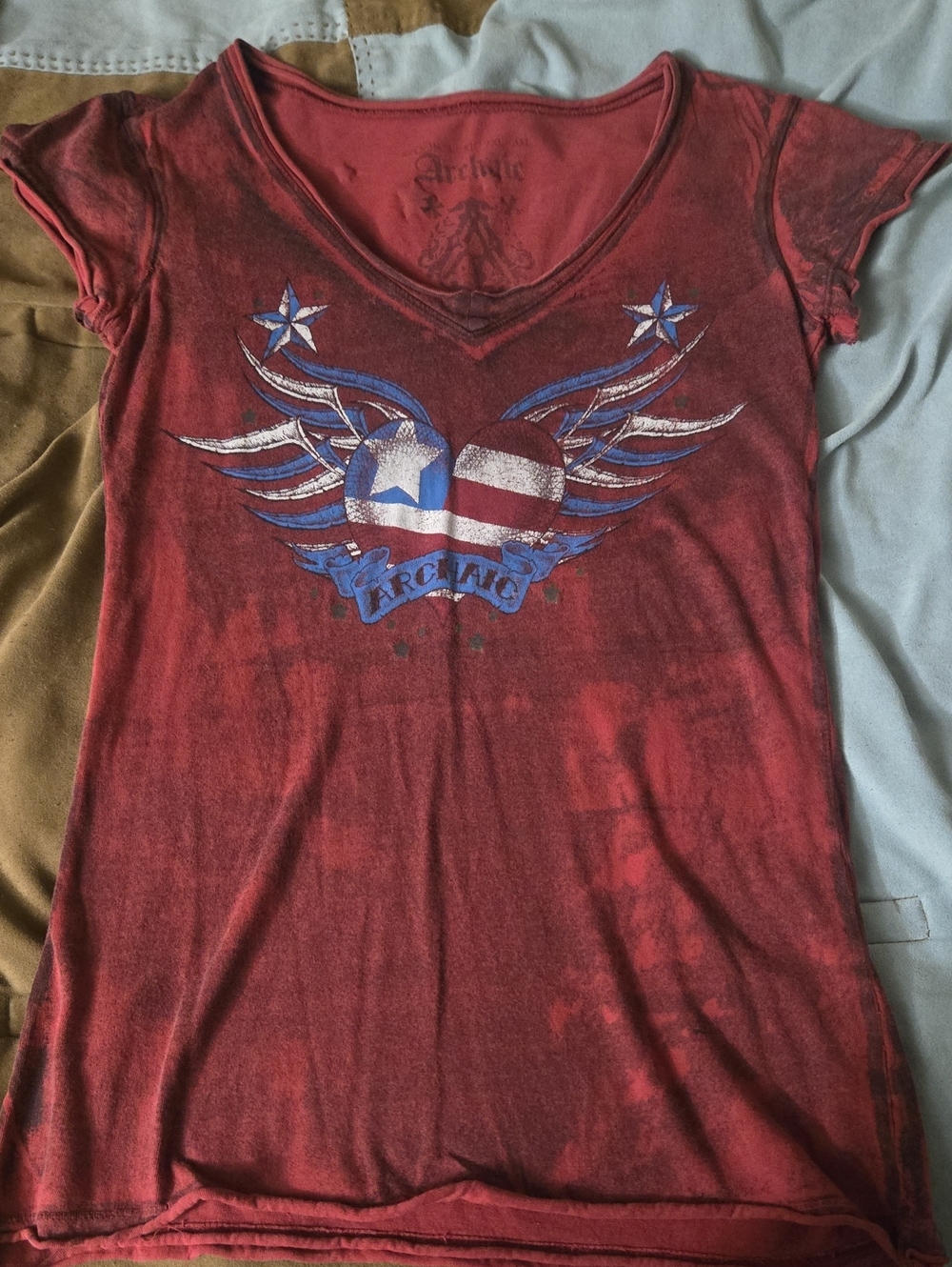 Archaic Red and Blue Short Sleeve Graphic Tee